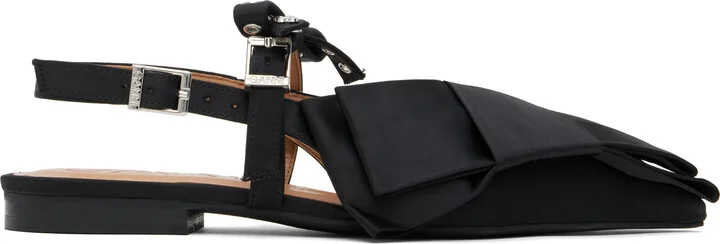 GANNI Black Big Bow Slingback Flats