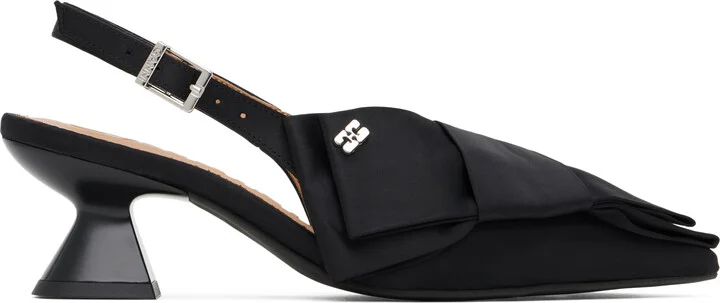 GANNI Black Bow Kitten Heels