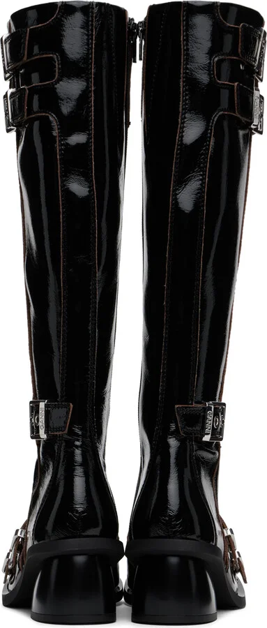 GANNI Black Buckle High Boots - Image 2