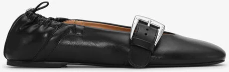 Ganni Black Buckle Strap Ballerinas