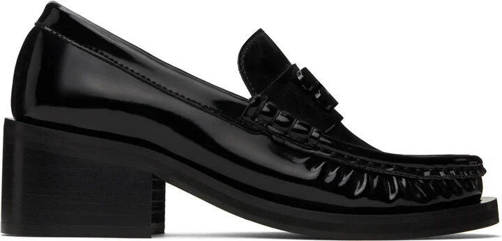 GANNI Black Butterfly Logo Mid Heel Loafers