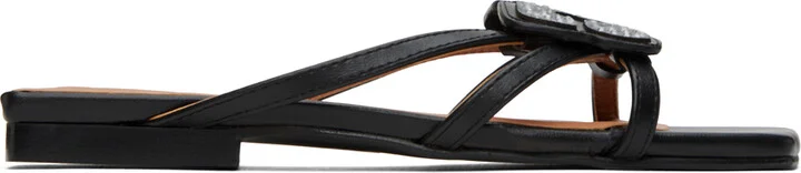 GANNI Black Butterfly Strass Sandals