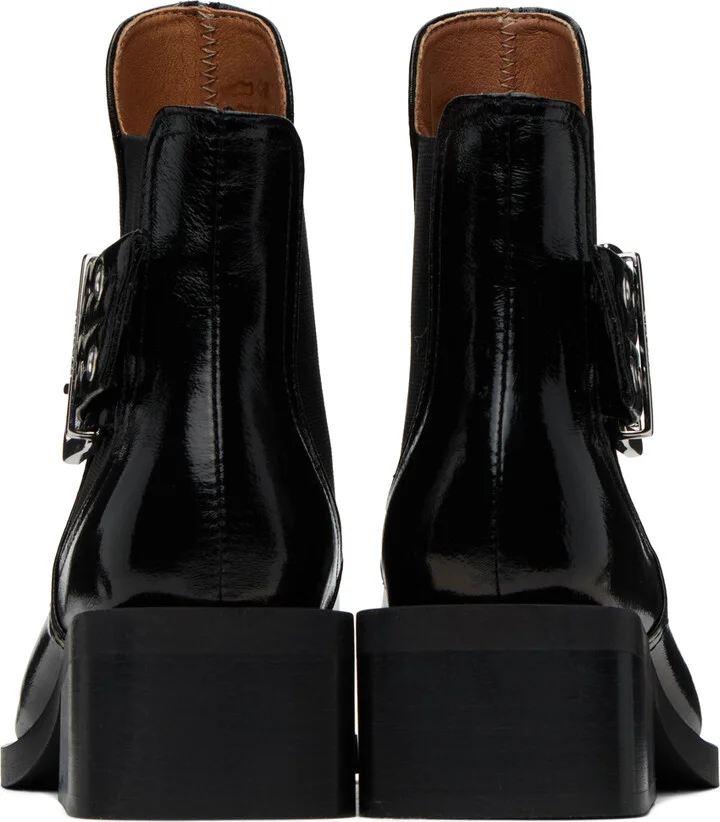 GANNI Black Chunky Buckle Chelsea Boots - Image 2