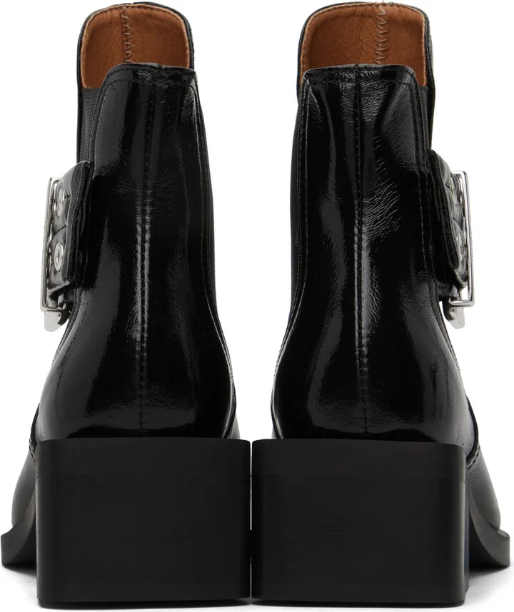 GANNI Black Chunky Buckle Chelsea Boots - Image 2