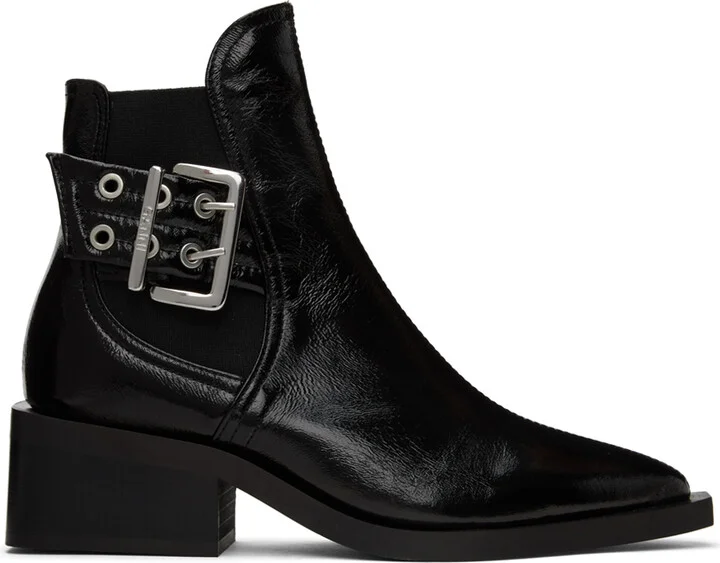 GANNI Black Chunky Buckle Chelsea Boots