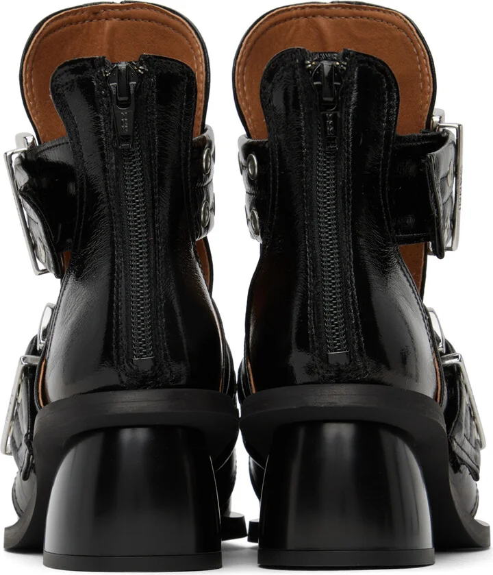 GANNI Black Chunky Buckle Open Cut Boots - Image 2