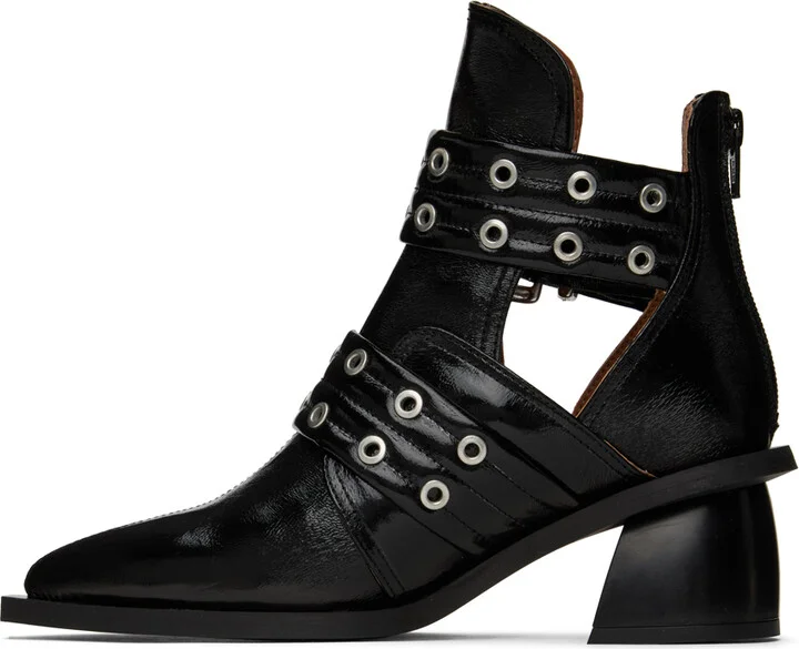 GANNI Black Chunky Buckle Open Cut Boots - Image 3