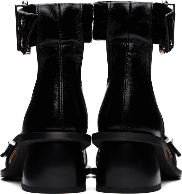 GANNI Black Chunky Buckle Open Cut Heels - Image 2