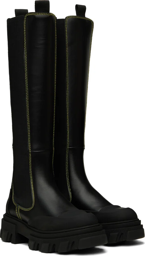 GANNI Black Cleated Chelsea Boots - Image 4