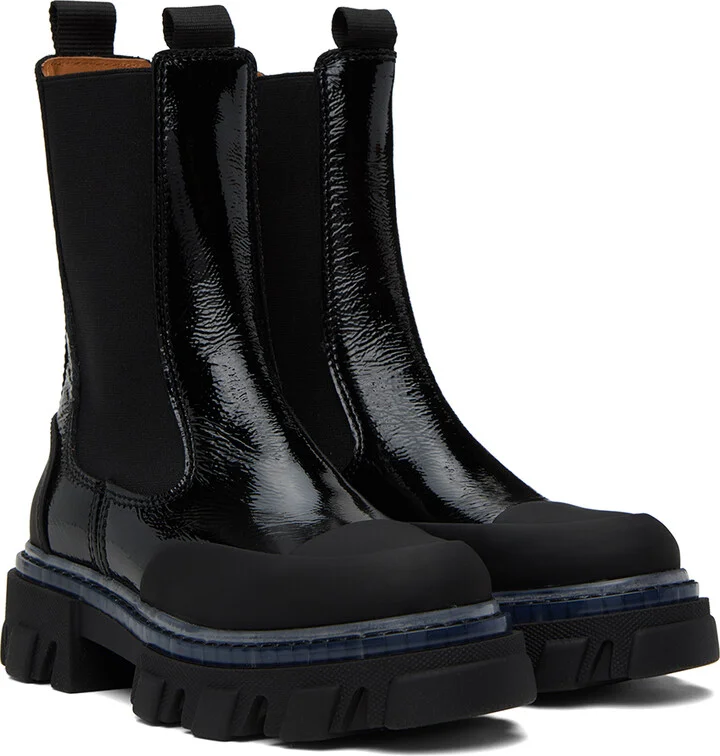 GANNI Black Cleated Chelsea Boots - Image 4