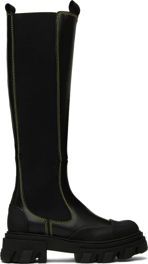 GANNI Black Cleated Chelsea Boots