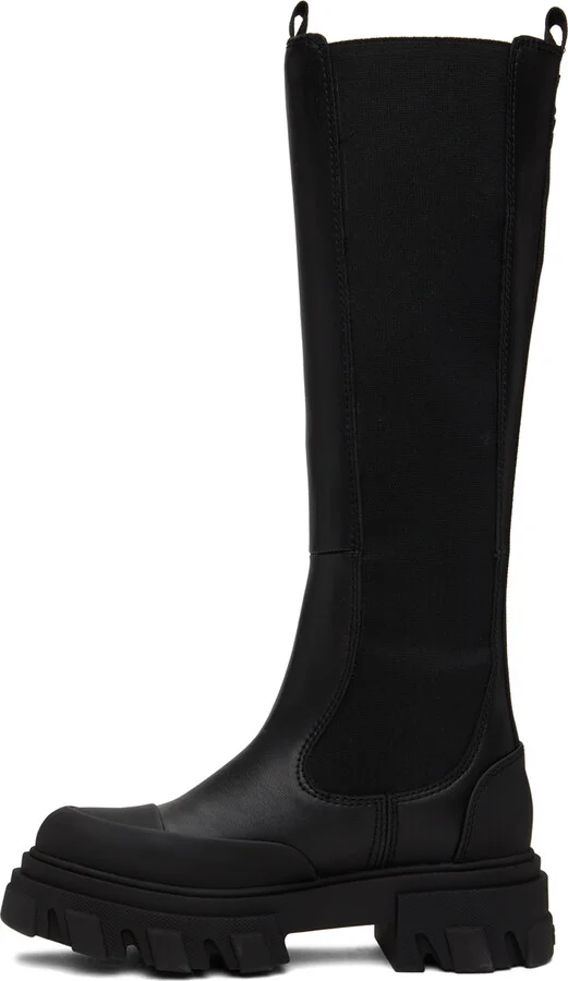 GANNI Black Cleated High Chelsea Boots - Image 3