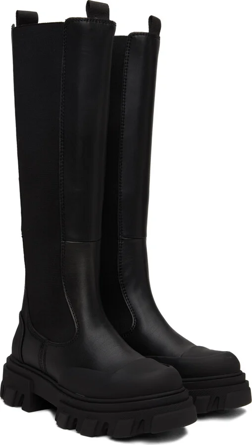 GANNI Black Cleated High Chelsea Boots - Image 4