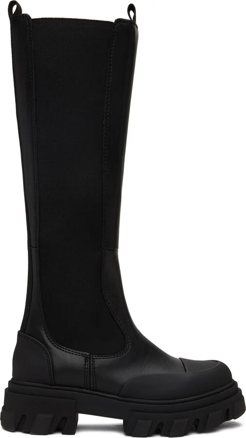 GANNI Black Cleated High Chelsea Boots