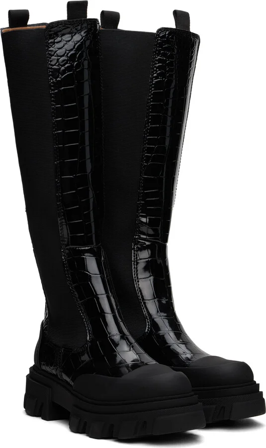 GANNI Black Cleated High Chelsea Tall Boots - Image 4