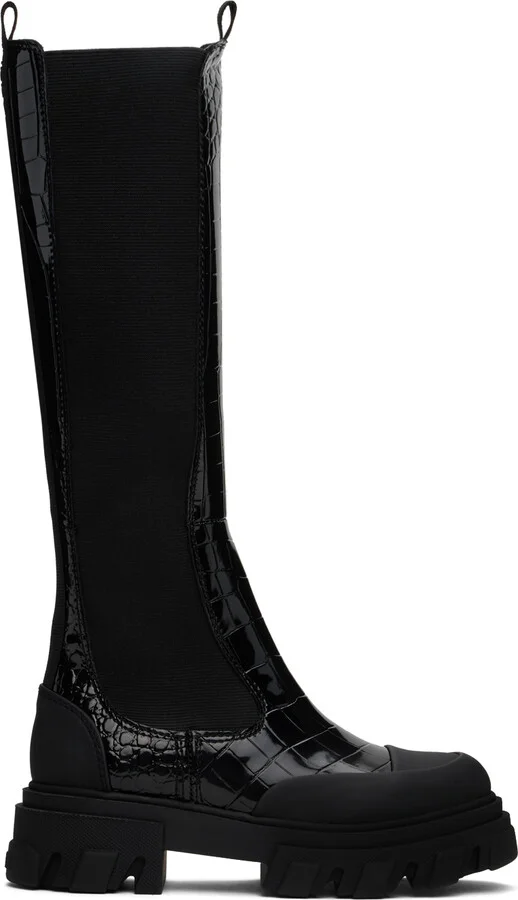 GANNI Black Cleated High Chelsea Tall Boots