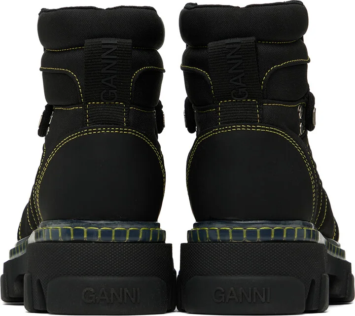 GANNI Black Cleated Hiking Boots - Image 2
