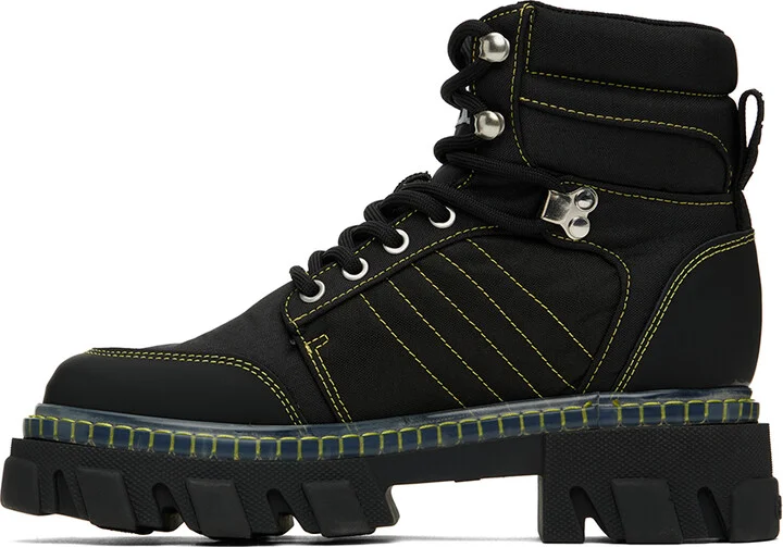 GANNI Black Cleated Hiking Boots - Image 3