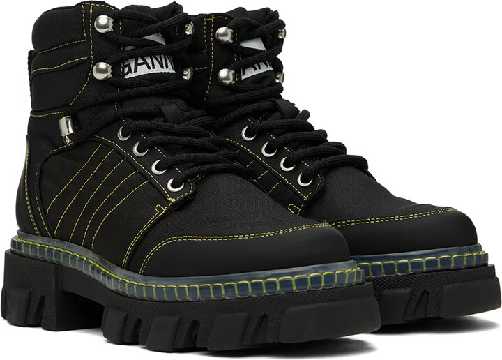 GANNI Black Cleated Hiking Boots - Image 4