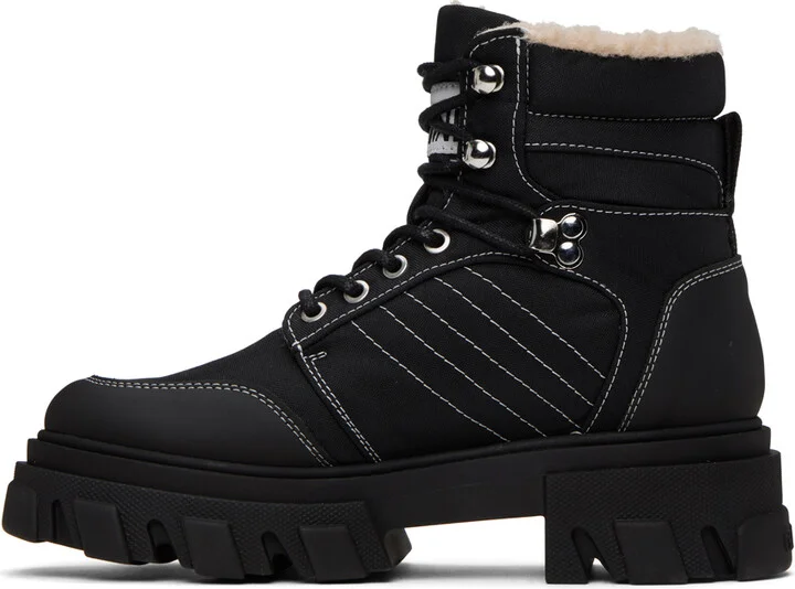 GANNI Black Cleated Hiking Boots - Image 3