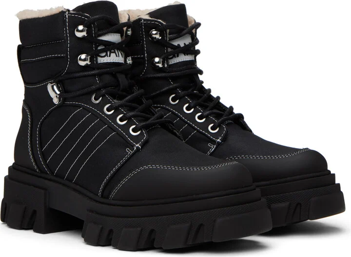 GANNI Black Cleated Hiking Boots - Image 4