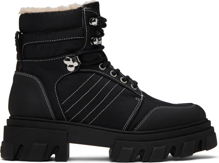 GANNI Black Cleated Hiking Boots
