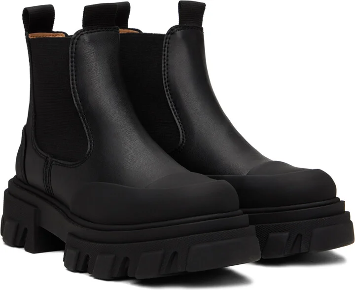 GANNI Black Cleated Low Chelsea Boots - Image 4