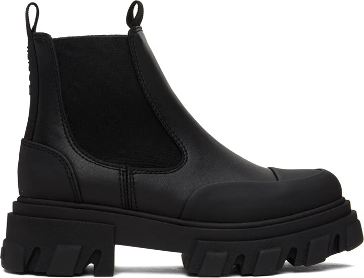 GANNI Black Cleated Low Chelsea Boots