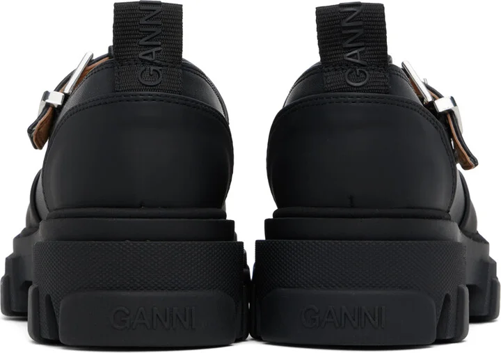GANNI Black Cleated Mary Jane Loafers - Image 2