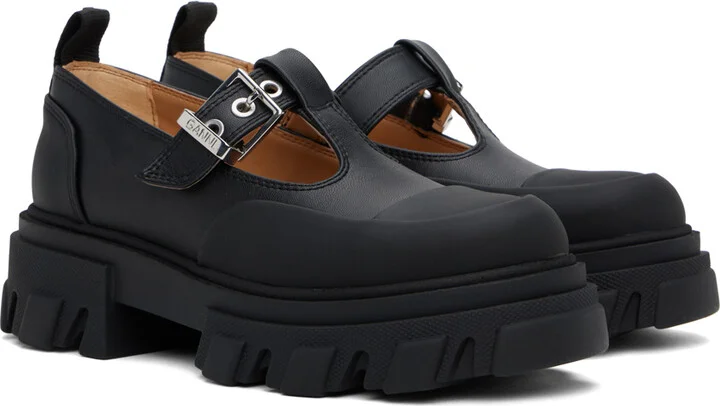 GANNI Black Cleated Mary Jane Loafers - Image 4