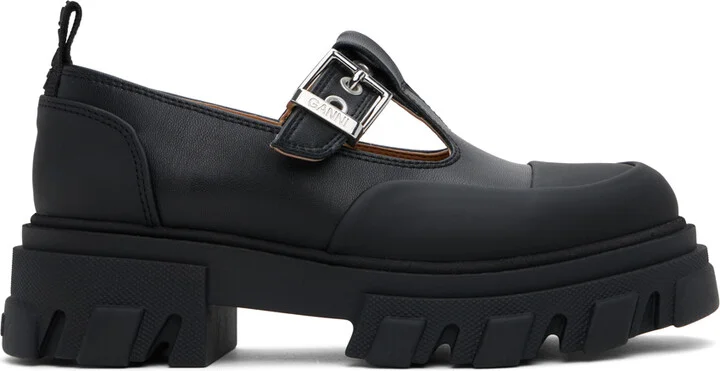 GANNI Black Cleated Mary Jane Loafers