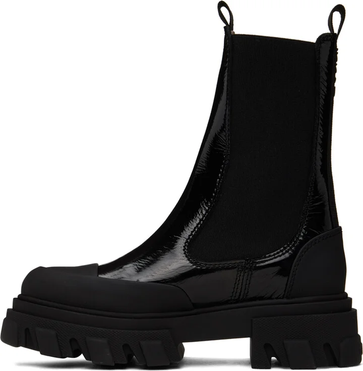 GANNI Black Cleated Mid Chelsea Boots - Image 3