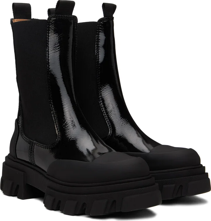 GANNI Black Cleated Mid Chelsea Boots - Image 4