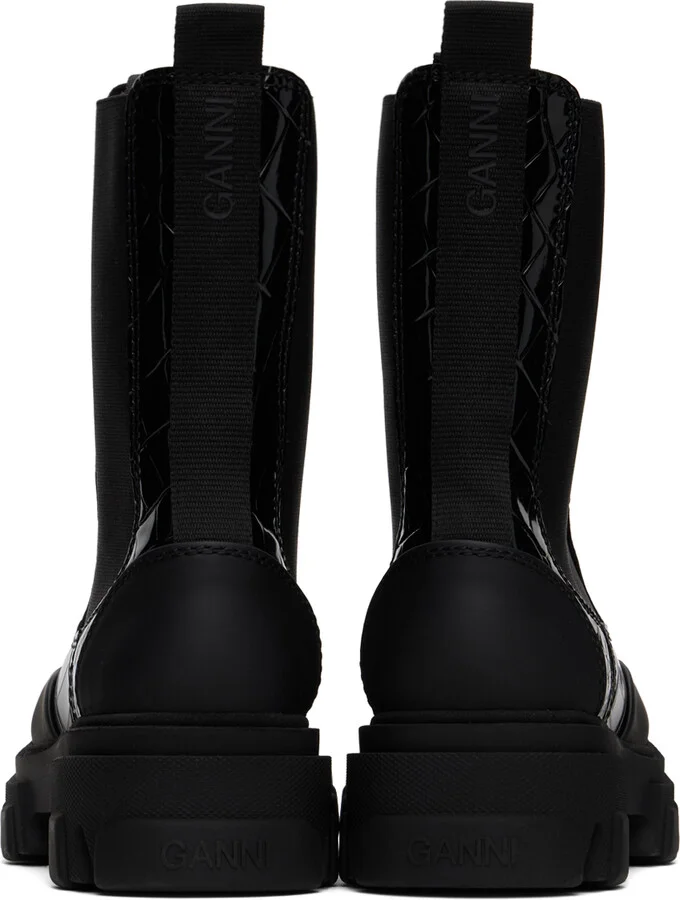 GANNI Black Cleated Mid Chelsea Boots - Image 2