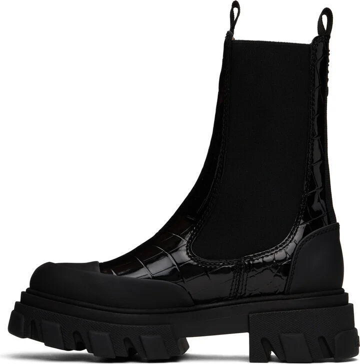 GANNI Black Cleated Mid Chelsea Boots - Image 3