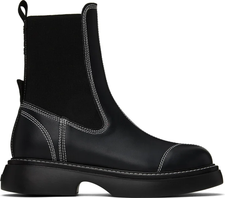 GANNI Black Everyday Mid Chelsea Boots