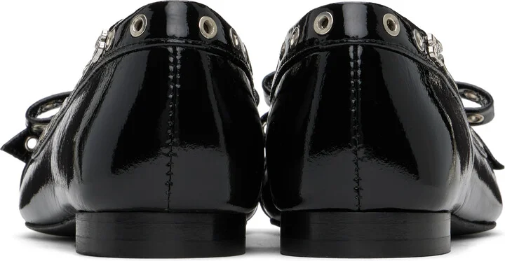 GANNI Black Eyelet Bow Ballerina Flats - Image 2