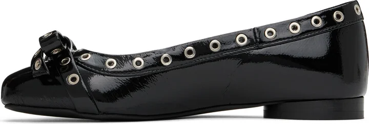 GANNI Black Eyelet Bow Ballerina Flats - Image 3