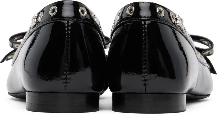 GANNI Black Eyelet Bow Ballerina Flats - Image 2
