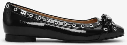 Ganni Black Eyelet Bow Ballerinas - Image 2