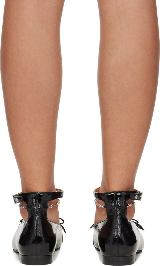 GANNI Black Eyelet Jewel Ballerina Flats - Image 2