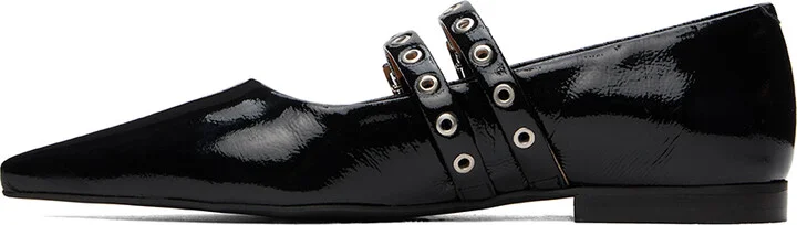 GANNI Black Eyelets Ballerina Flats - Image 3