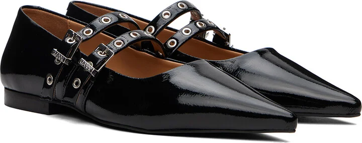 GANNI Black Eyelets Ballerina Flats - Image 4