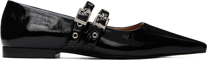 GANNI Black Eyelets Ballerina Flats