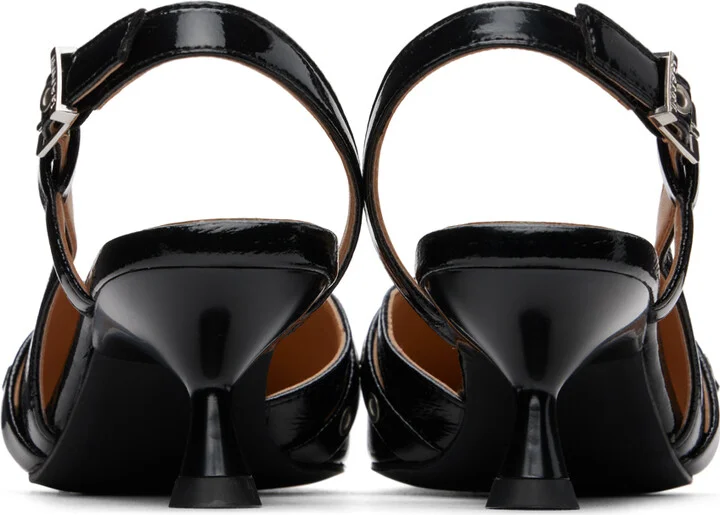 GANNI Black Eyelets Open Kitten Heels - Image 2