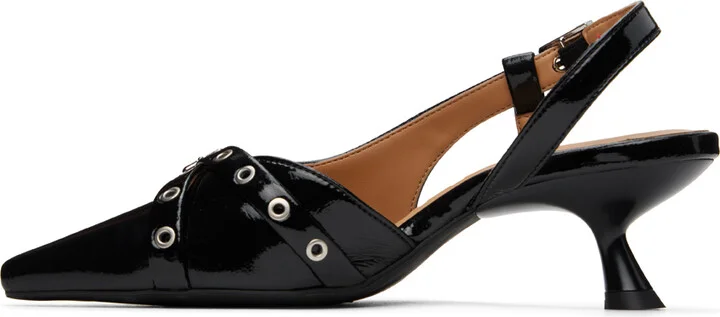GANNI Black Eyelets Open Kitten Heels - Image 3
