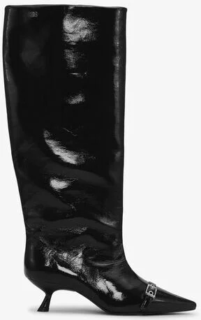 Ganni Black Eyelets Slouchy High Shaft Boots - Image 2