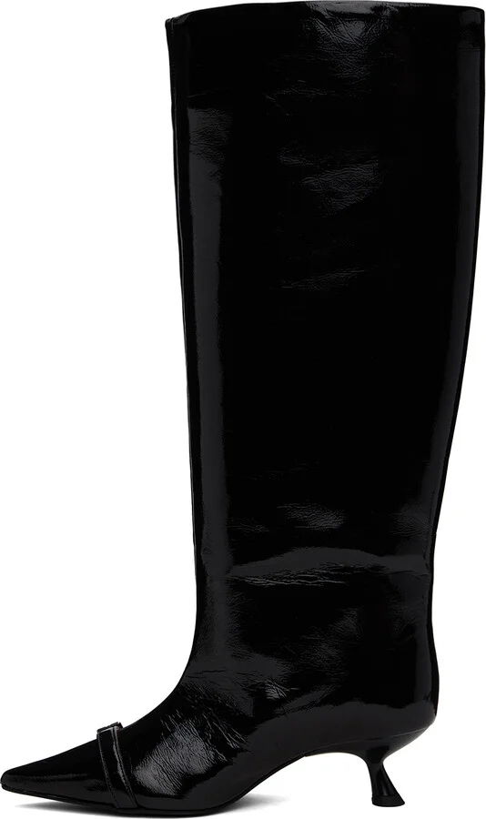 GANNI Black Eyelets Slouchy High Shaft Boots - Image 3