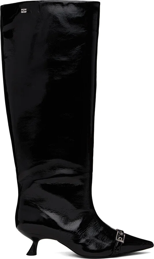 GANNI Black Eyelets Slouchy High Shaft Boots