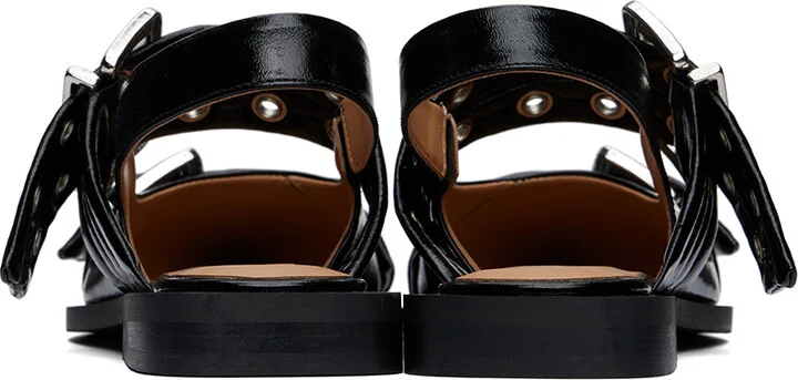 GANNI Black Feminine Buckle Ballerina Flats - Image 2